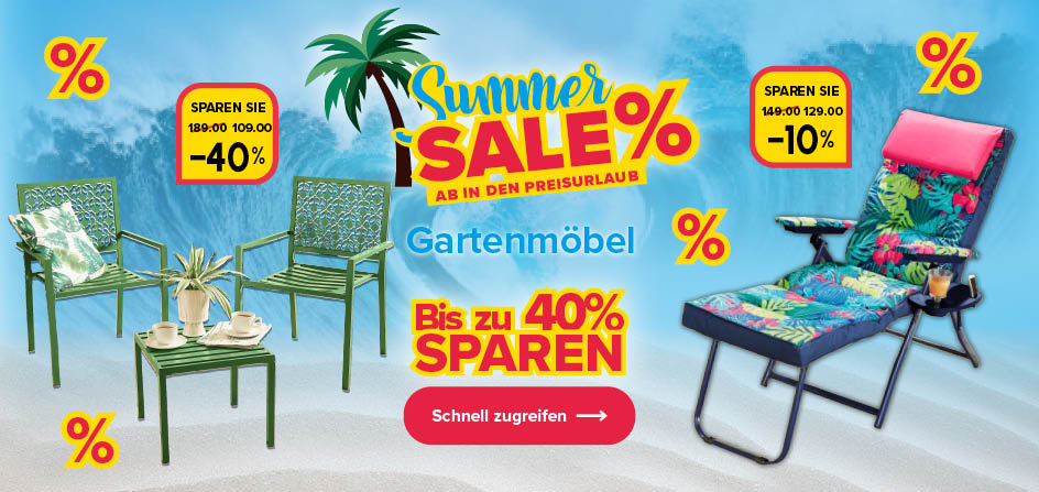 Sparen Sie bis zu 40% auf Gartenmöbel